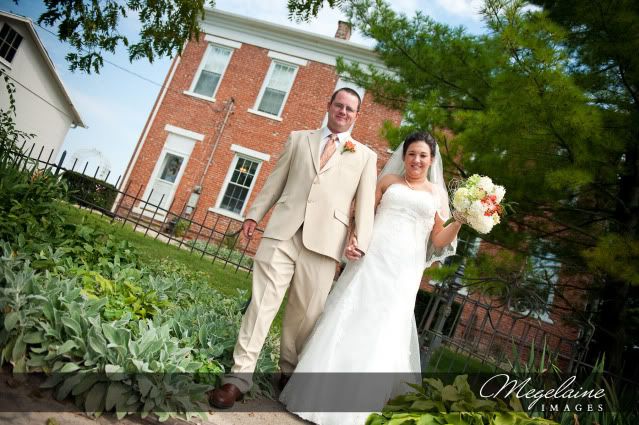 Bride and Groom with Farmhouse