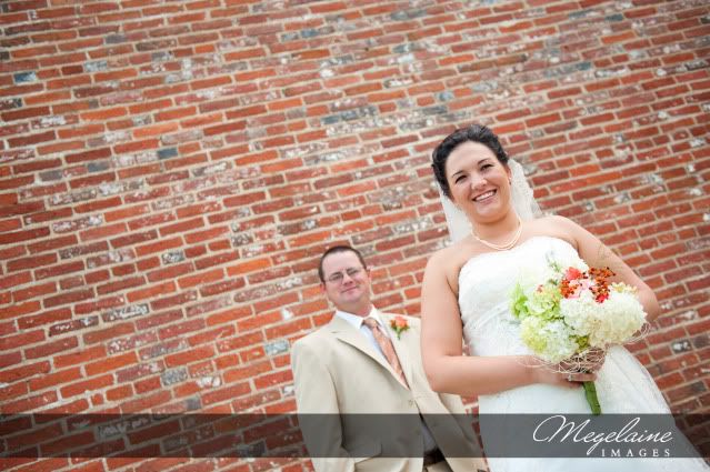 Bride and Groom with Brick