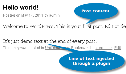 text injection through a Wordpress plugin