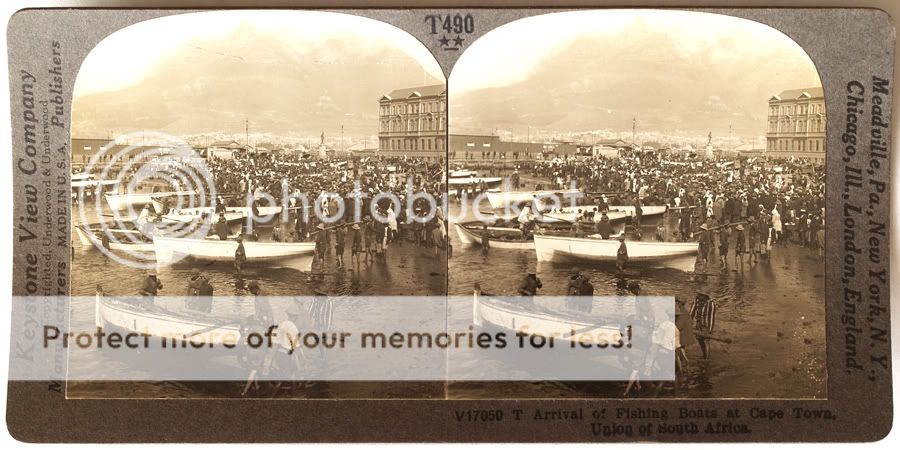 Keystone Stereoview Fishing Boats, Cape Town, So AFRICA  